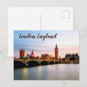 Carte Postale Crépuscule sur Westminster – Londres (Devant / Derrière)
