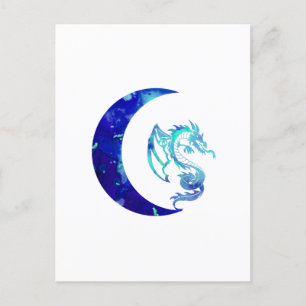 Carte Postale Crescent bleu lune et dragon