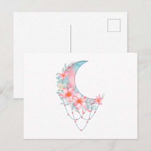 Carte Postale Crescent Floral Moon (Devant / Derrière)