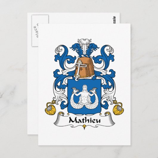 Carte Postale Crest de la famille Mathieu (Devant / Derrière)
