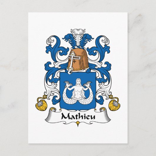 Carte Postale Crest de la famille Mathieu (Devant)