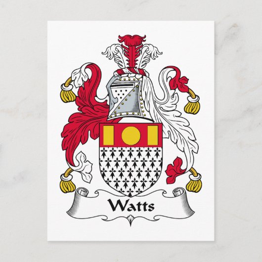 Carte Postale Crest de la famille Watts (Devant)