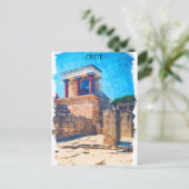 Carte Postale Crète Grèce antique Temple aquarelle (Debout devant)