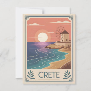Carte Postale Crète vintage minimaliste