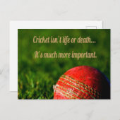 Carte Postale Cricket Red Ball drôle Motivation (Devant / Derrière)
