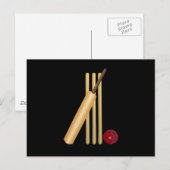 Carte Postale Cricket, wicket, chauve-souris et balle (Devant / Derrière)