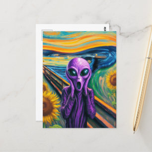 Carte Postale Crier Purple Alien Fine Art Parodie