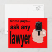 Carte Postale Crime Paye - demandez à un avocat. (Devant / Derrière)