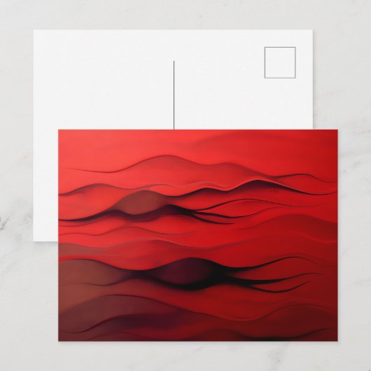 Carte Postale Crimson Flow – Abstract Red Waves of Motion (Devant / Derrière)