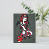 Carte postale "Crimson" Red Tattoo Cyber Goth Ange (Debout devant)