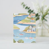 Carte Postale Crique de bateaux | Peinture aquarelle moderne (Debout devant)