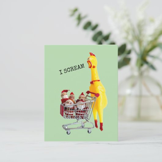 Carte Postale Cris Noël de poulet en caoutchouc (Debout devant)