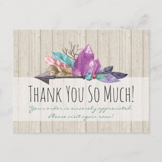 Carte Postale Cristaux bohémiens rustiques & Arrow Aquarelle Boi (Devant)