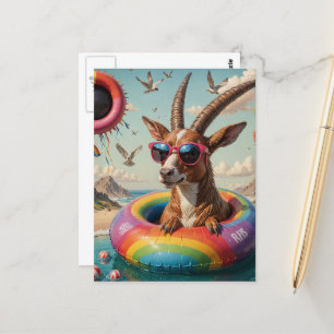 Carte Postale Critère amusant comme une chèvre lors d'un voyage 