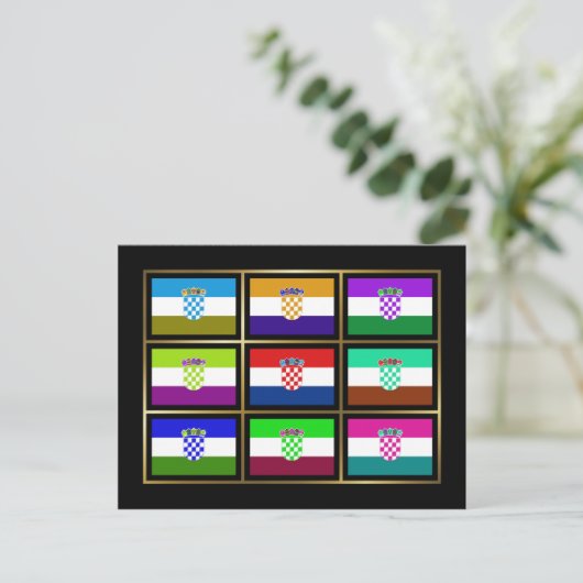 Carte postale Croate Multihue Flags (Debout devant)