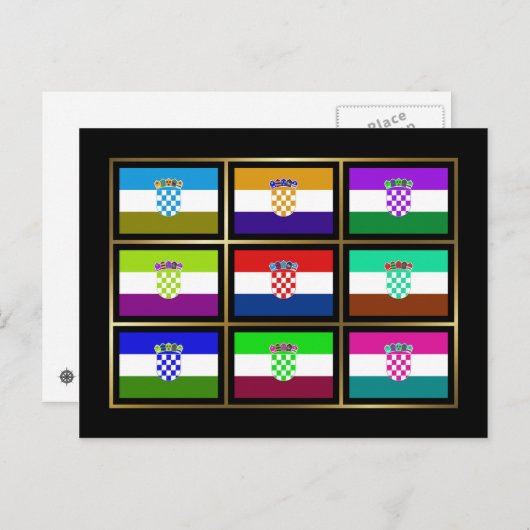 Carte postale Croate Multihue Flags (Devant / Derrière)