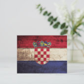 Carte Postale Croatia Flag on Old Wood Grain (Debout devant)