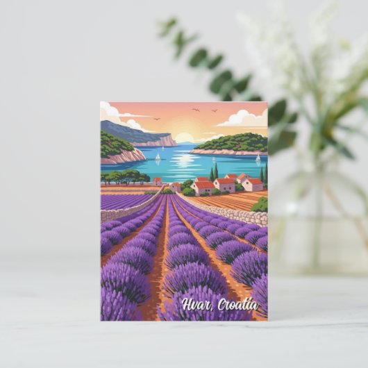 Carte Postale Croatia Hvar Lavendar Fields (Debout devant)