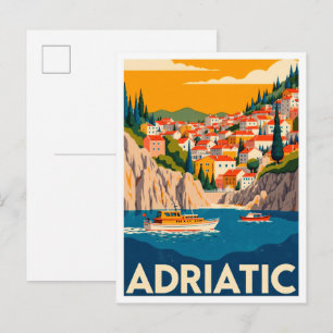 Carte Postale Croatie adriatique Art vintage Voyage