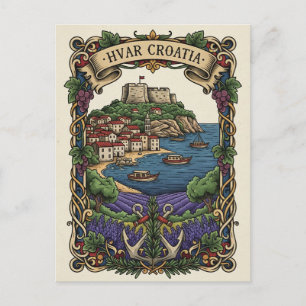 Carte Postale Croatie Champs de Lavande de Hvar