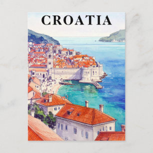 Carte Postale Croatie Côte Vintage de la mer Adriatique