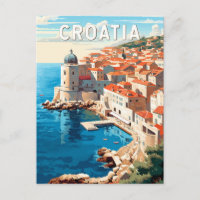 Croatie Dubrovnik Voyage Art Vintage