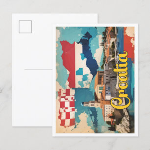 Carte Postale Croatie Illustration de voyage Pop Art