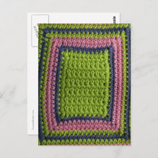 Carte Postale Crochet bleu, vert, rose (Devant / Derrière)