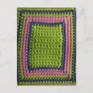 Carte Postale Crochet bleu, vert, rose