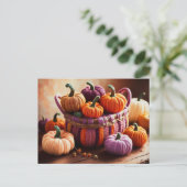 Carte Postale Crochet Citrouilles d'automne encore vie (Debout devant)