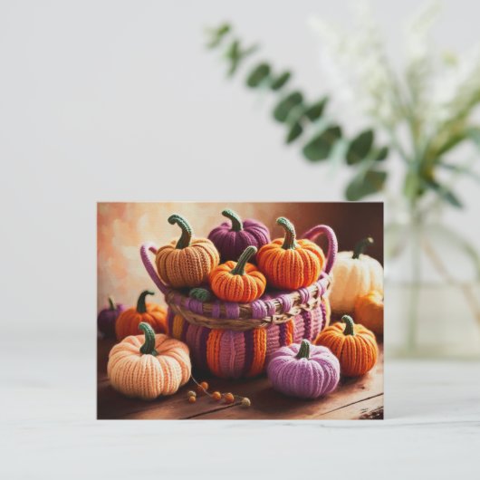 Carte Postale Crochet Citrouilles d'automne encore vie (Debout devant)