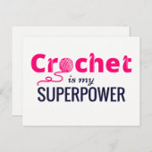 Carte Postale Crochet est ma superpuissance en rose (Devant / Derrière)