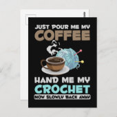 Carte Postale Crochet et café Hobby Crafting Amoureux de la lain (Devant / Derrière)