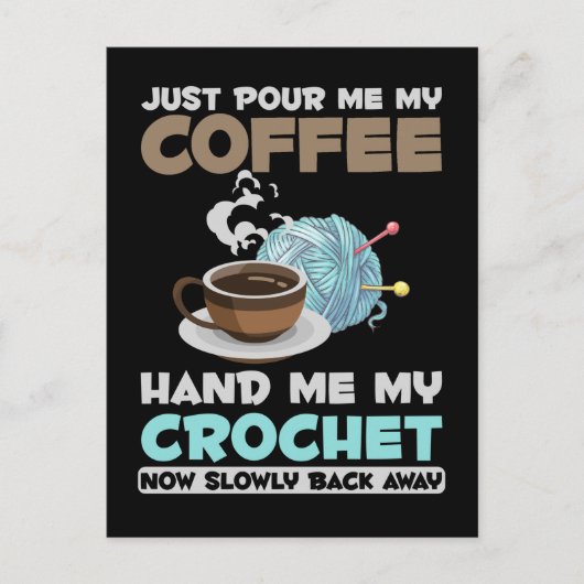 Carte Postale Crochet et café Hobby Crafting Amoureux de la lain (Devant)
