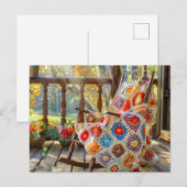 Carte Postale Crochet Granny Square Blanket Lying on a Rocking C (Devant / Derrière)