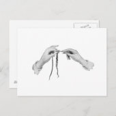 Carte postale crochet mains vintage (Devant / Derrière)