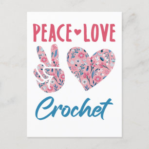 Carte Postale Crochet Peace Love