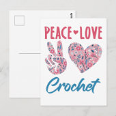 Carte Postale Crochet Peace Love (Devant / Derrière)
