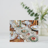 Carte Postale Crocheted Granny Square Table Runner on a Festivel (Debout devant)
