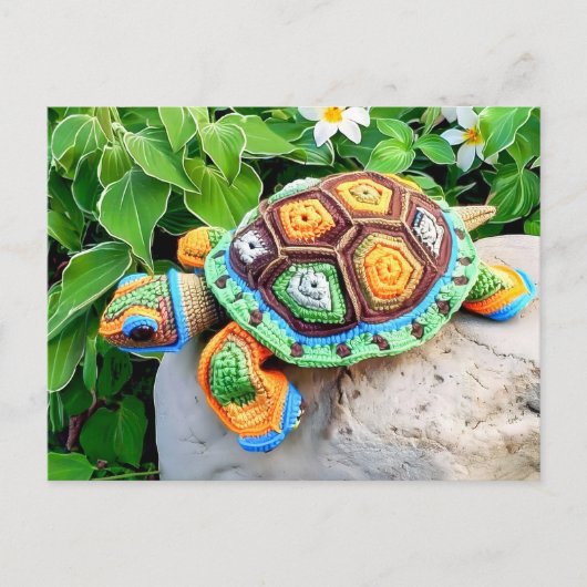Carte Postale Crocheted Turtle Made From Colorful Granny Squares (Devant)