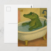 Carte Postale Crocodile à l'heure du bain (Devant / Derrière)