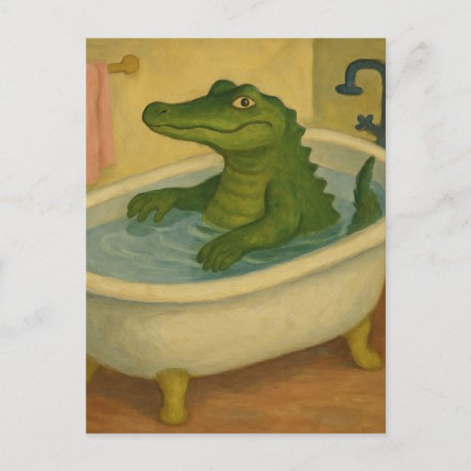Carte Postale Crocodile à l'heure du bain (Devant)