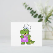 Carte Postale Crocodile comme cuisinier avec spatule (Debout devant)