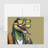 Carte Postale crocodile cool avec lunettes de soleil (Devant / Derrière)