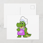 Carte Postale Crocodile cuisinier avec spatule (Devant / Derrière)