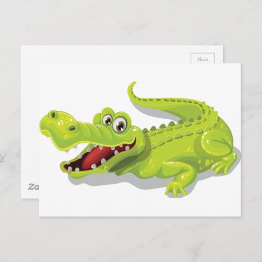 Carte Postale Crocodile de dessin (Devant / Derrière)