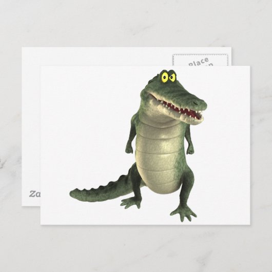 Carte Postale Crocodile de dessin (Devant / Derrière)