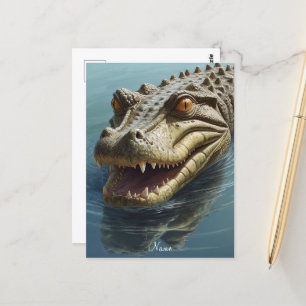 Carte Postale Crocodile de fleur aux yeux percés Faune