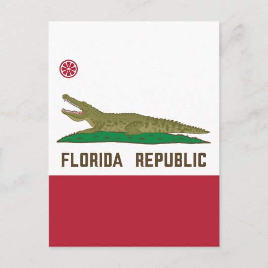 Carte Postale Crocodile du drapeau de la République de Floride (Devant)
