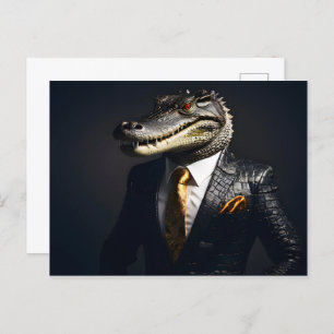 Carte Postale Crocodile en combinaison